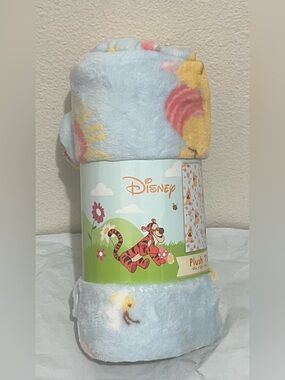 Disney Baby Plush Blanket in Light Blue with Yellow & Pink 45x55